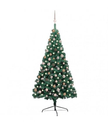 vidaXL Artificial Half Pre-lit Christmas Tree Ball Set Green 180 cm