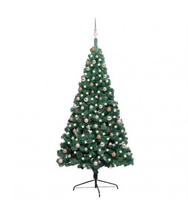 vidaXL Artificial Half Pre-lit Christmas Tree Ball Set Green 210 cm