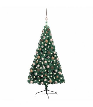 vidaXL Artificial Half Pre-lit Christmas Tree Ball Set Green 240 cm