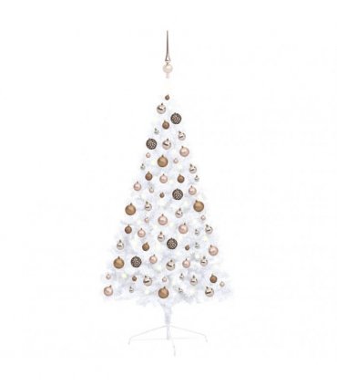 vidaXL Artificial Half Pre-lit Christmas Tree with Ball Set White 120 cm