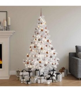vidaXL Artificial Half Pre-lit Christmas Tree with Ball Set White 180 cm