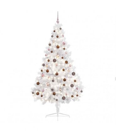vidaXL Artificial Half Pre-lit Christmas Tree with Ball Set White 180 cm
