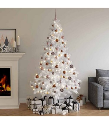 vidaXL Artificial Half Pre-lit Christmas Tree with Ball Set White 210 cm