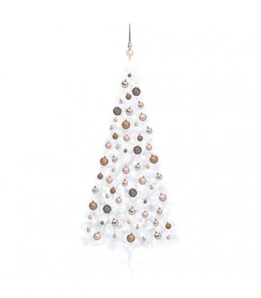 vidaXL Artificial Half Pre-lit Christmas Tree Ball Set White 240 cm