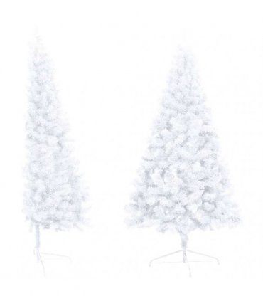 vidaXL Artificial Half Pre-lit Christmas Tree Ball Set White 240 cm