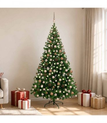 vidaXL Artificial Pre-lit Christmas Tree with Ball Set 210cm 910 Branches