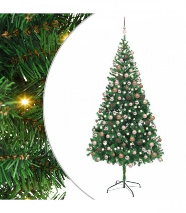vidaXL Artificial Pre-lit Christmas Tree with Ball Set 210cm 910 Branches