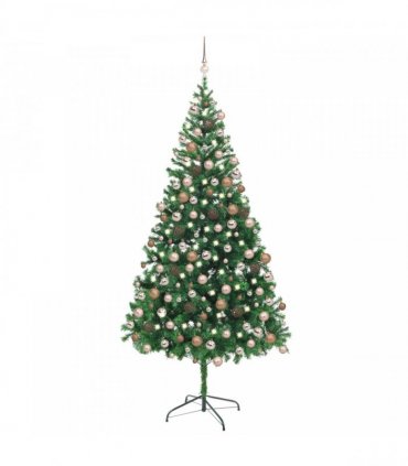 vidaXL Artificial Pre-lit Christmas Tree with Ball Set 210cm 910 Branches