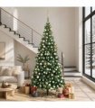 vidaXL Artificial Pre-lit Christmas Tree with Ball Set L 240 cm Green