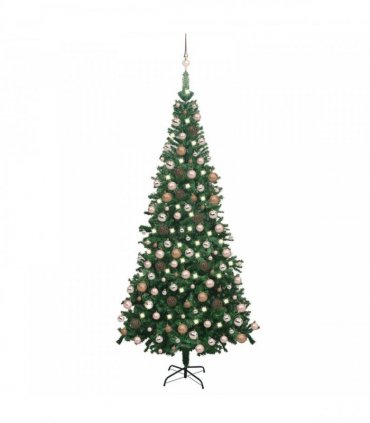 vidaXL Artificial Pre-lit Christmas Tree with Ball Set L 240 cm Green