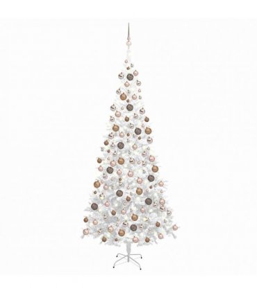 vidaXL Artificial Pre-lit Christmas Tree with Ball Set L 240 cm White