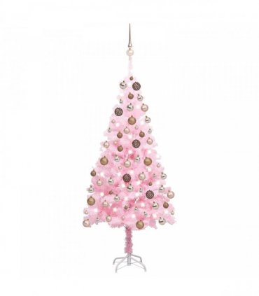vidaXL Artificial Pre-lit Christmas Tree with Ball Set Pink 120 cm PVC