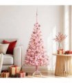 vidaXL Artificial Pre-lit Christmas Tree with Ball Set Pink 150 cm PVC