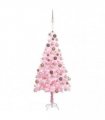 vidaXL Artificial Pre-lit Christmas Tree with Ball Set Pink 180 cm PVC