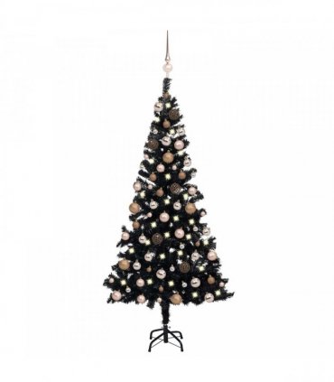 vidaXL Artificial Pre-lit Christmas Tree with Ball Set Black 120cm PVC