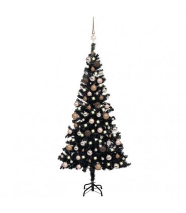 vidaXL Artificial Pre-lit Christmas Tree with Ball Set Black 150cm PVC