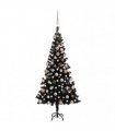 vidaXL Artificial Pre-lit Christmas Tree with Ball Set Black 150cm PVC