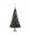 vidaXL Artificial Pre-lit Christmas Tree with Ball Set Black 180cm PVC