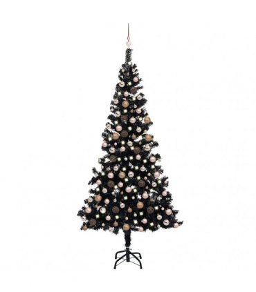 vidaXL Artificial Pre-lit Christmas Tree with Ball Set Black 240 cm PVC