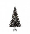 vidaXL Artificial Pre-lit Christmas Tree with Ball Set Black 240 cm PVC