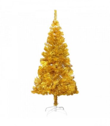 vidaXL Artificial Pre-lit Christmas Tree with Ball Set Gold 120 cm PET