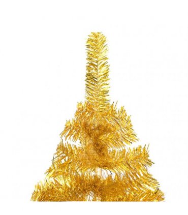 vidaXL Artificial Pre-lit Christmas Tree with Ball Set Gold 150 cm PET
