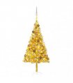 vidaXL Artificial Pre-lit Christmas Tree with Ball Set Gold 180 cm PET