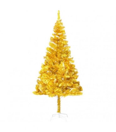 vidaXL Artificial Pre-lit Christmas Tree with Ball Set Gold 180 cm PET