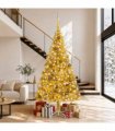 vidaXL Artificial Pre-lit Christmas Tree with Ball Set Gold 240 cm PET