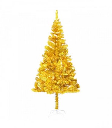 vidaXL Artificial Pre-lit Christmas Tree with Ball Set Gold 240 cm PET