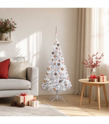 vidaXL Artificial Pre-lit Christmas Tree with Ball Set Silver 120 cm