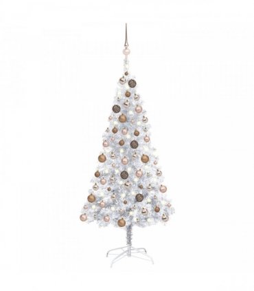 vidaXL Artificial Pre-lit Christmas Tree with Ball Set Silver 120 cm