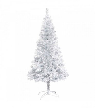 vidaXL Artificial Pre-lit Christmas Tree with Ball Set Silver 120 cm