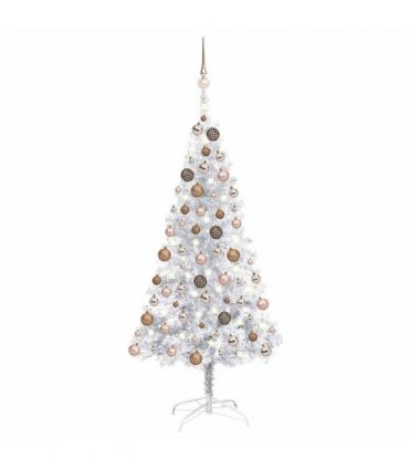 vidaXL Artificial Pre-lit Christmas Tree with Ball Set Silver 150 cm PET