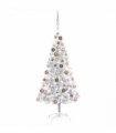 vidaXL Artificial Pre-lit Christmas Tree with Ball Set Silver 150 cm PET