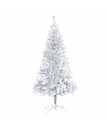 vidaXL Artificial Pre-lit Christmas Tree with Ball Set Silver 150 cm PET