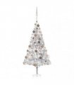 vidaXL Artificial Pre-lit Christmas Tree with Ball Set Silver 180 cm PET