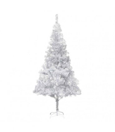 vidaXL Artificial Pre-lit Christmas Tree with Ball Set Silver 180 cm PET