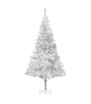 vidaXL Artificial Pre-lit Christmas Tree with Ball Set Silver 240 cm PET