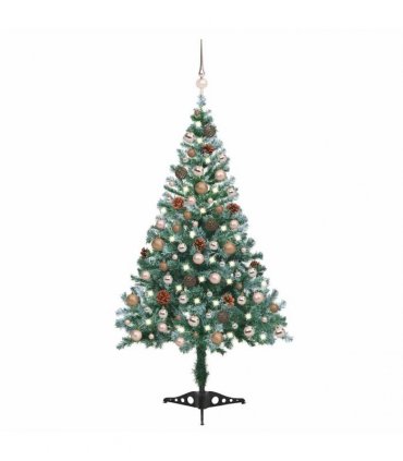 vidaXL Frosted Pre-lit Christmas Tree with Ball Set Pinecones 150 cm
