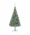 vidaXL Artificial Pre-lit Christmas Tree with Ball Set Pinecones 210 cm