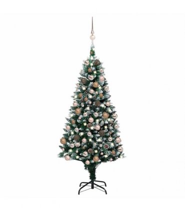 vidaXL Artificial Christmas Tree with LEDs&Ball Set&Pine Cones 180 cm