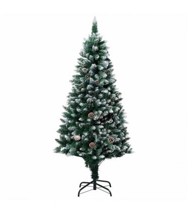 vidaXL Artificial Christmas Tree with LEDs&Ball Set&Pine Cones 210 cm