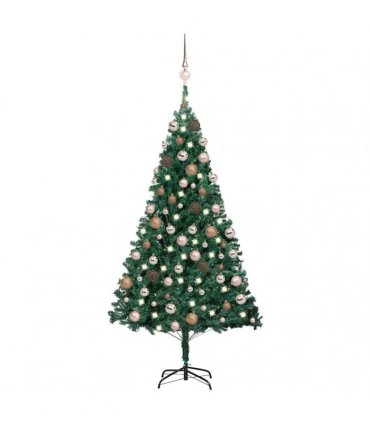 vidaXL Artificial Pre-lit Christmas Tree with Ball Set Green 120 cm PVC