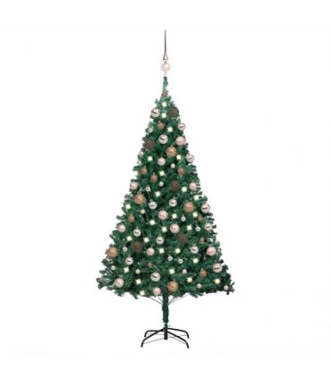 vidaXL Artificial Pre-lit Christmas Tree with Ball Set Green 180 cm PVC
