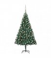 vidaXL Artificial Pre-lit Christmas Tree with Ball Set Green 210 cm PVC