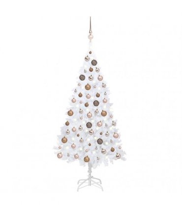 vidaXL Artificial Pre-lit Christmas Tree with Ball Set White 120cm PVC