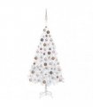 vidaXL Artificial Pre-lit Christmas Tree with Ball Set White 120cm PVC