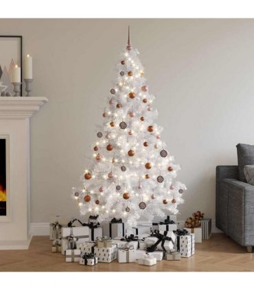 vidaXL Artificial Pre-lit Christmas Tree with Ball Set White 180 cm PVC