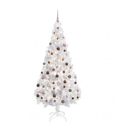 vidaXL Artificial Pre-lit Christmas Tree with Ball Set White 180 cm PVC